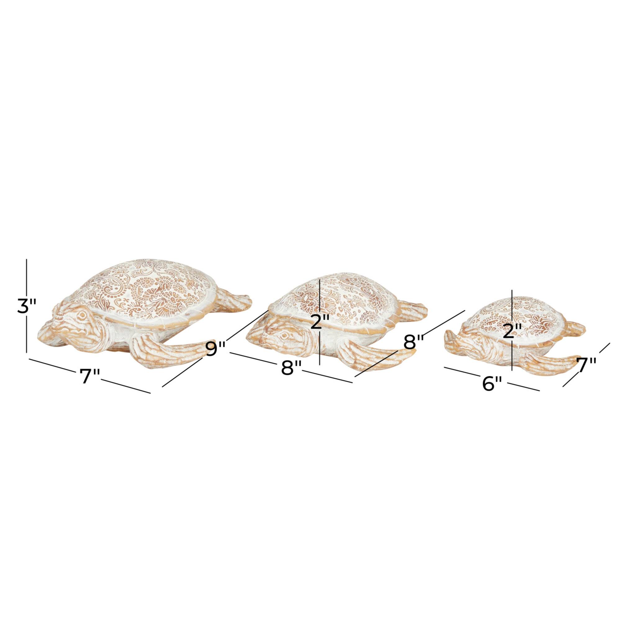 Set of 3 Beige Polystone Coastal Sculptures, 2" x 8" x 6"